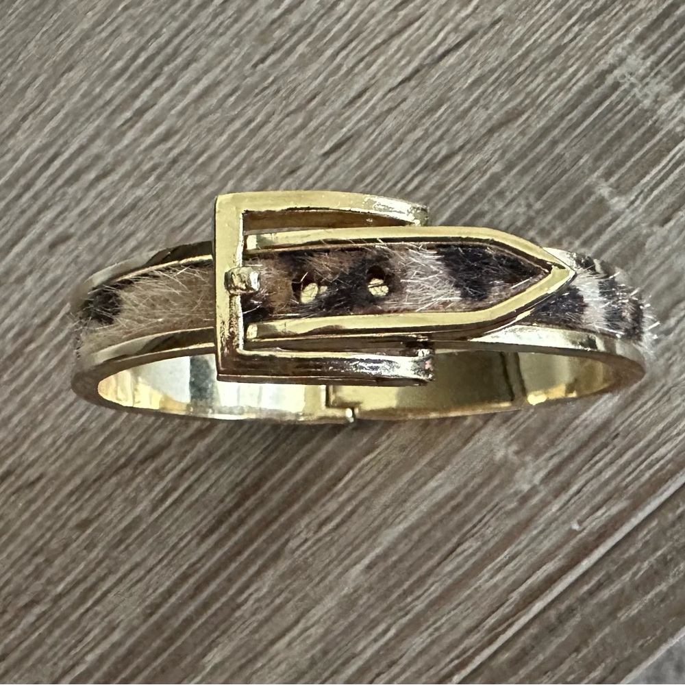 Gold and Animal Print Buckle Bracelet